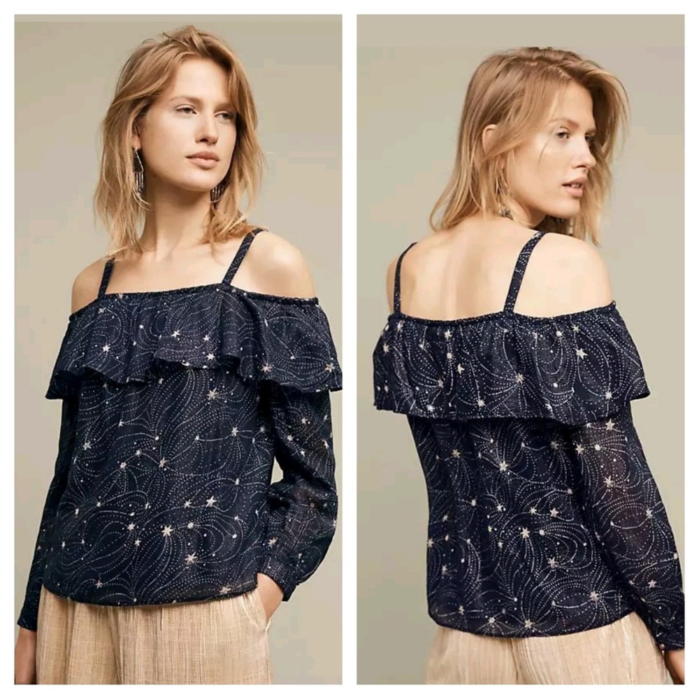 Anthro Floreat Starlit Off The Shoulder Top